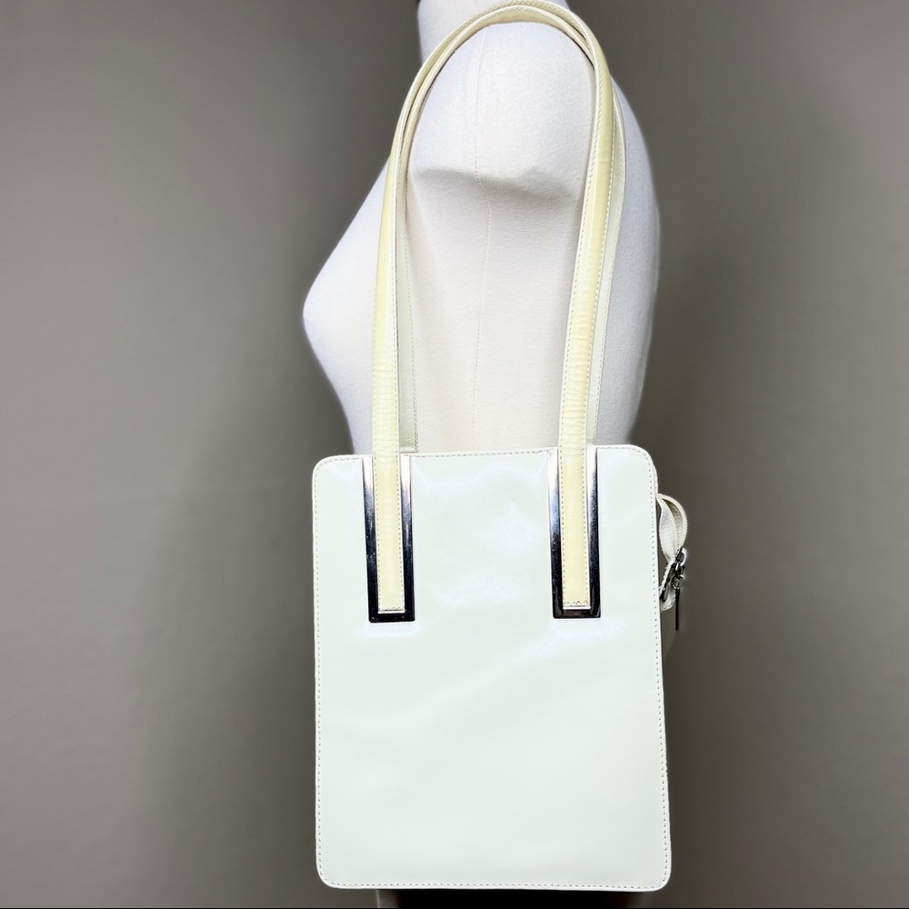 Arpell Sorrento Ivory Leather Vintage Bag Purse Shoulder Tote Rectange Wedding
